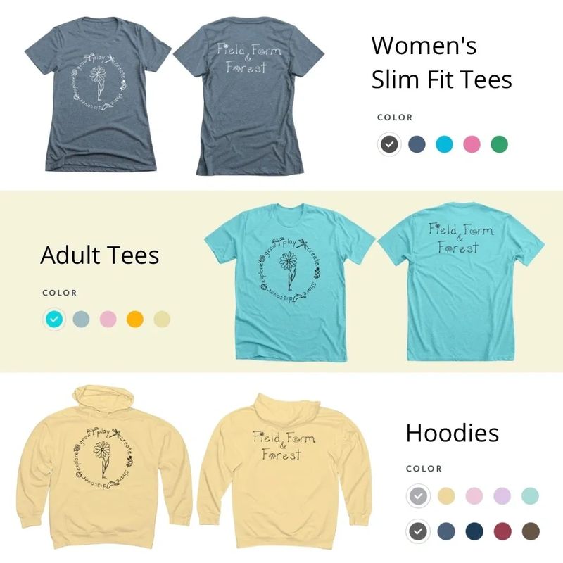 Field, Farm & Forest merchandise styles and colors
